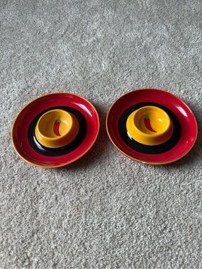 Red and Yellow Chili Chip and Dip Plate Set